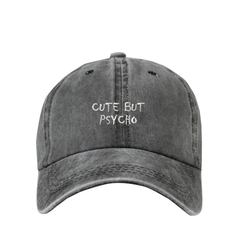 Haki Cute But Psycho Yıkamalı Şapka