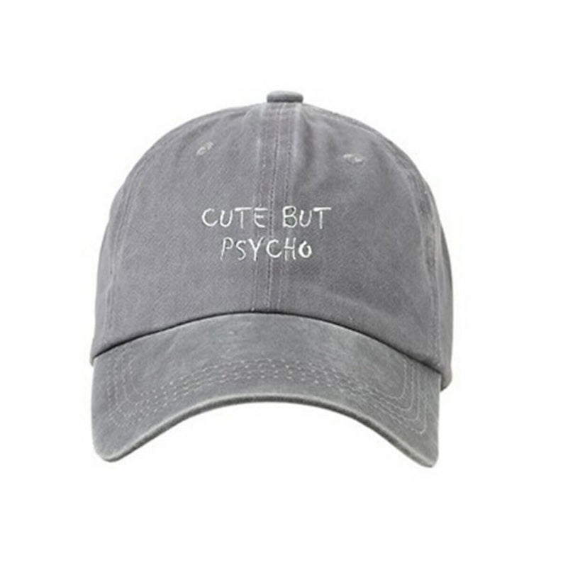 Gri Cute But Psycho Yıkamalı Şapka