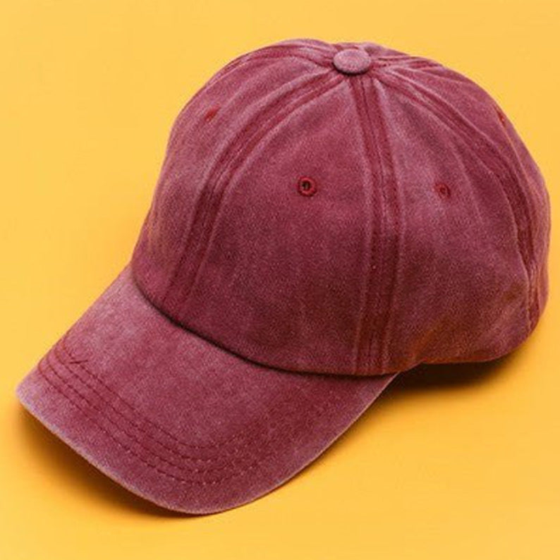 Bordo Düz Yıkamalı Şapka | Kişiye Özel Nakış