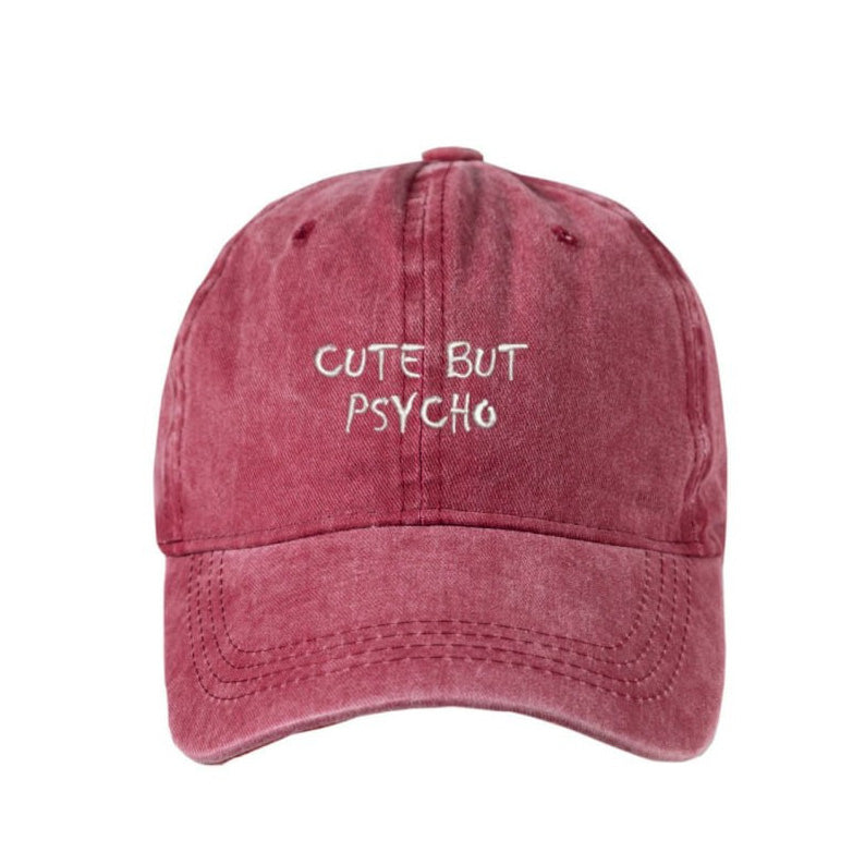 Gri Cute But Psycho Yıkamalı Şapka