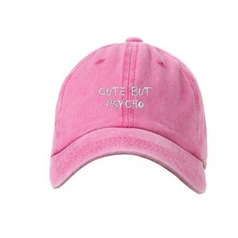 Bordo Cute But Psycho Yıkamalı Şapka