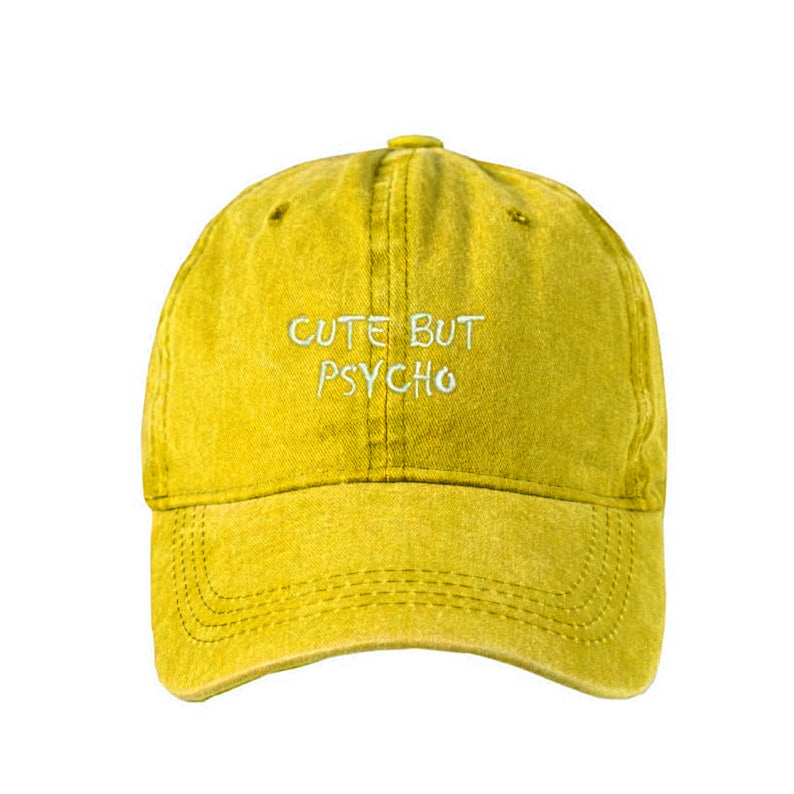 Kahverengi Cute But Psycho Yıkamalı Şapka