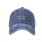 Gri Cute But Psycho Yıkamalı Şapka