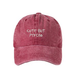 Gri Cute But Psycho Yıkamalı Şapka